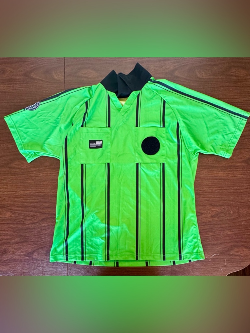 Official Men's Neon Green Referee-Style Short Sleeve Jersey